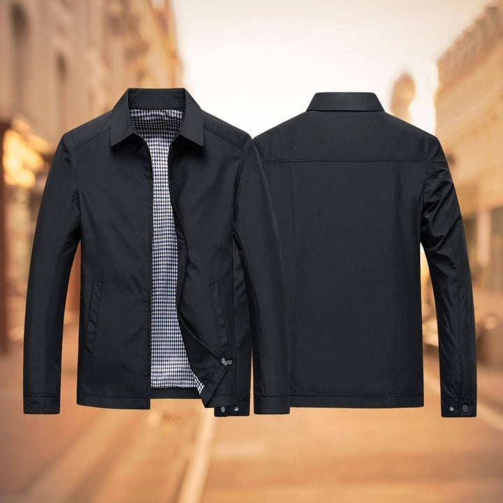 Moderne blaue Herrenjacke als leichte Freizeitjacke mit langen Ärmeln