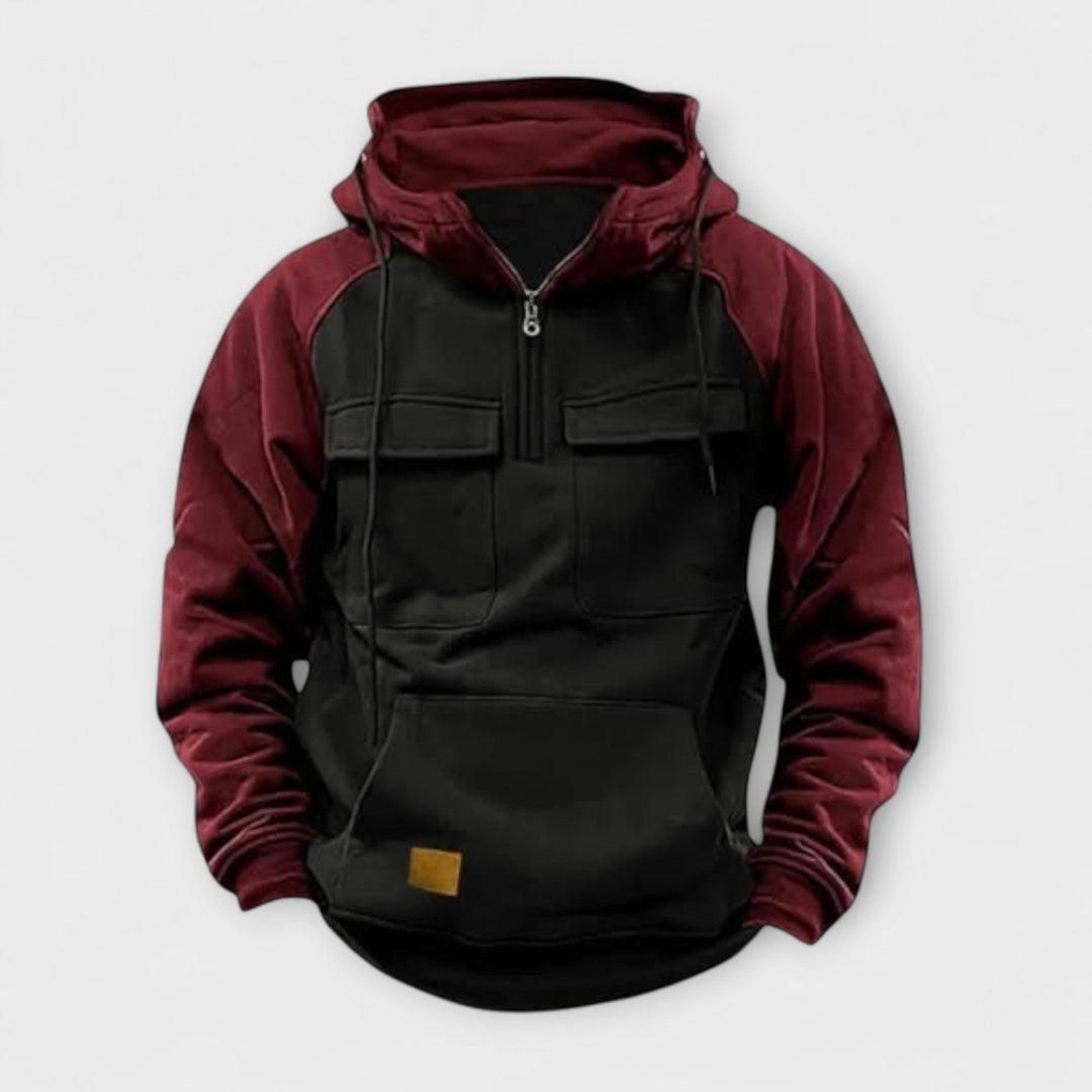 Modisches Herren Sweatshirt mit Kapuze und Utility Elementen für Freizeit