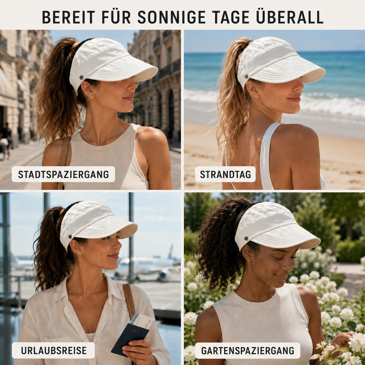 Sonnenhut mit offener Krone, perfekt für warme Sommertage am Strand