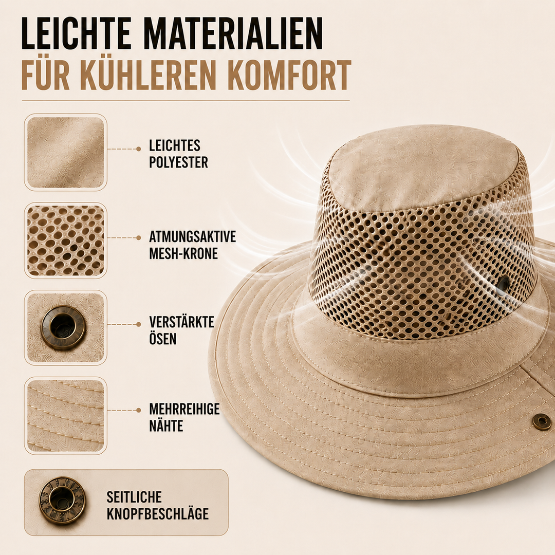 Stilvoller Angenhut mit atmungsaktiver Krone für Gartenarbeit und Freizeit