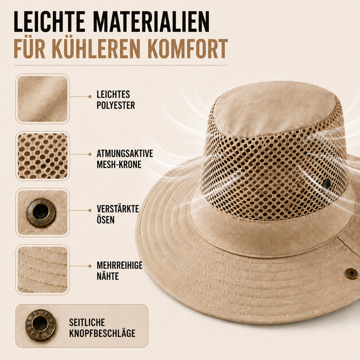 Stilvoller Angenhut mit atmungsaktiver Krone für Gartenarbeit und Freizeit