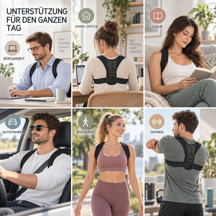 Schwarze Rückenstütze ideal für Fitness und Alltag