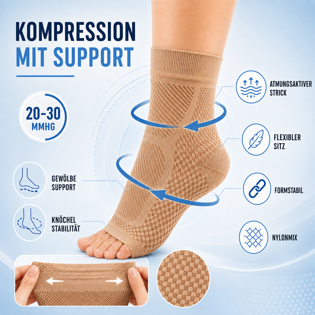 Beige Unisex Knöchel-Kompressionsbandage, ideal für Alltag, Sport & Erholung.