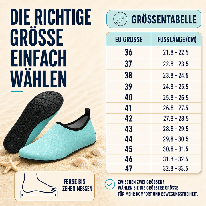 Robuster Barfußschuh für Strand & Wassersport, geeignet zum Schwimmen & Schnorcheln.
