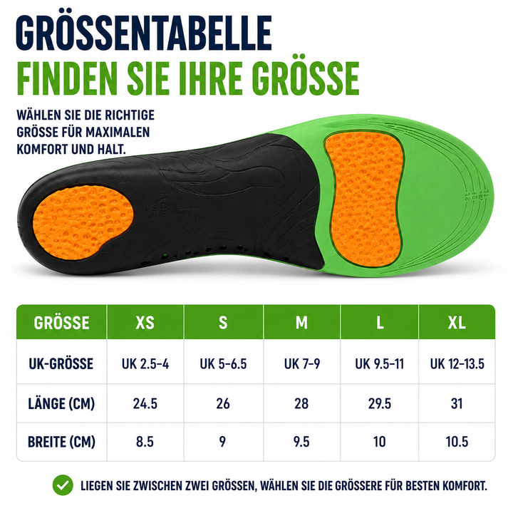 Sporteinlagen mit dynamischer Gewölbestütze für erhöhten Komfort und Schutz bei körperlicher Aktivität.