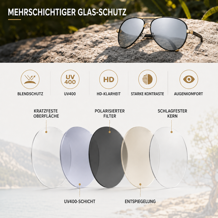 Polarisierte Fliegerbrille mit UV-Schutz und Metallrahmen
