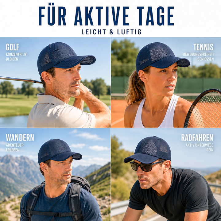 Atmungsaktive Voll-Mesh Baseballkappe für Herren und Damen in Schwarz