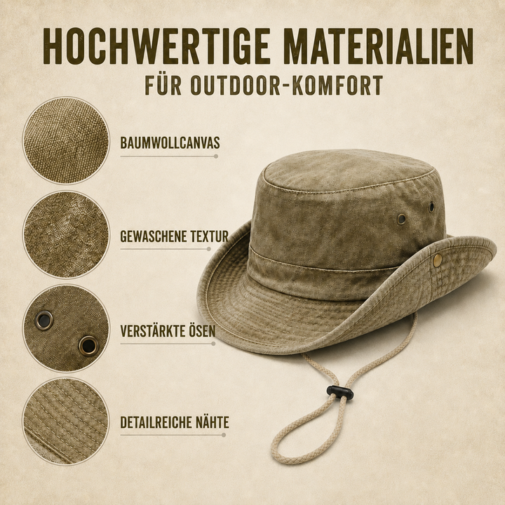Atmungsaktiver Sommerhut für Damen und Herren beim Wandern