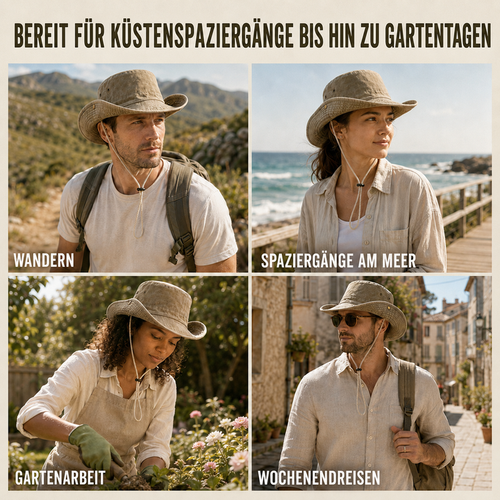 Praktischer Sonnenhut faltbar und ideal für Reisen