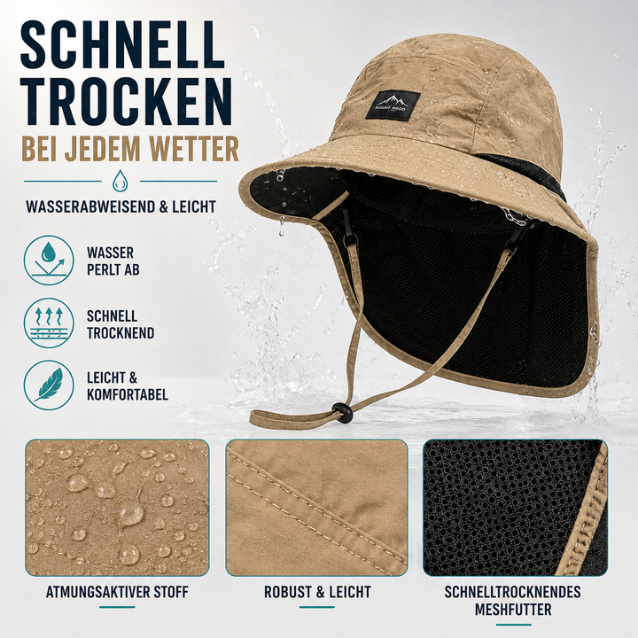 Unisex Outdoor-Sonnenhut mit Nackenschutz & UV-Schutz für umfassenden Schutz.