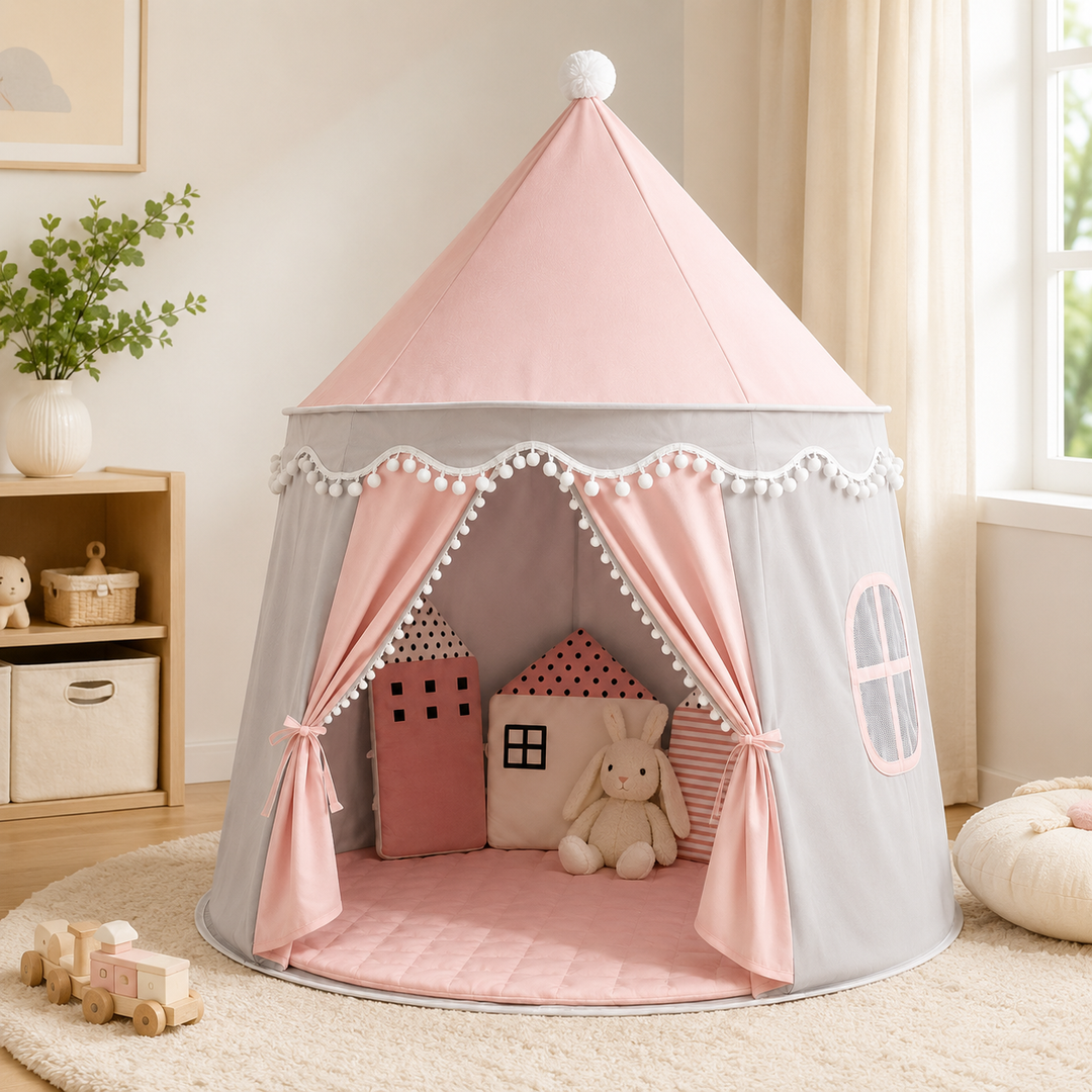 Kinder Spielzelt Schloss für fantasievolle Rollenspiele im Kinderzimmer aus Baumwolle.