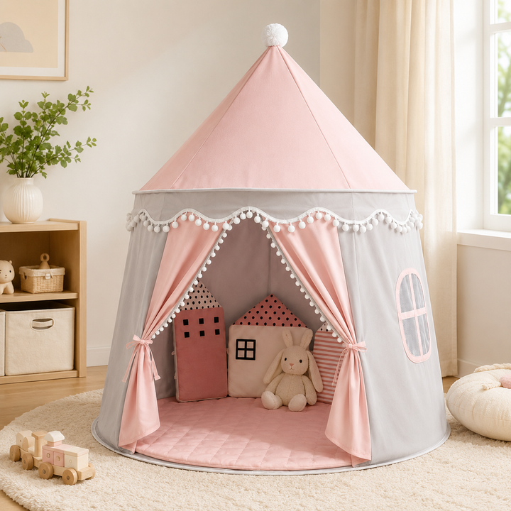Kinder Spielzelt Schloss für fantasievolle Rollenspiele im Kinderzimmer aus Baumwolle.