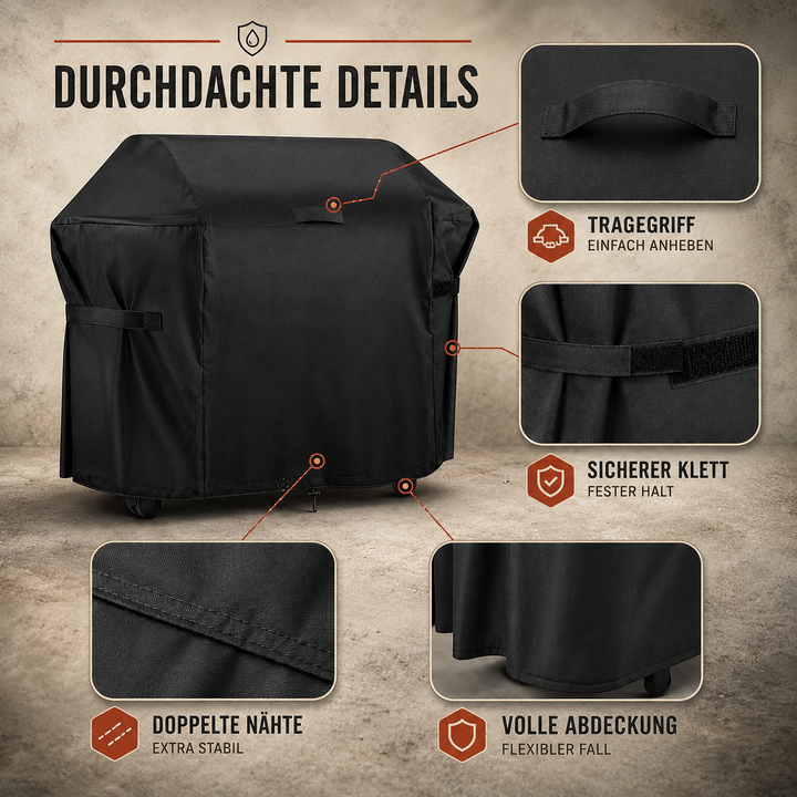 Premium Outdoor-Grillabdeckung für Gasgrills, robuste Schutzhülle aus reißfestem Oxford-Gewebe.