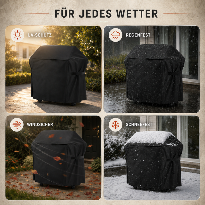 Schutzhülle für Gasgrills, witterungsbeständig & robust, gefertigt aus strapazierfähigem Oxford-Gewebe.