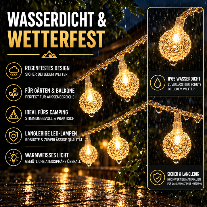 Lange Aussenbeleuchtung mit Solarpanel im Beet für eine schöne Gartendekoration