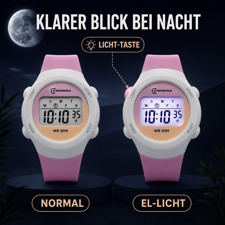 Robuste Kinder Armbanduhr mit digitalem Display und praktischen Funktionen
