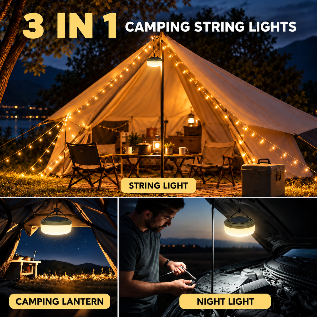 Kompakte Solarlaterne und Zeltbeleuchtung in modernem Design für Camping
