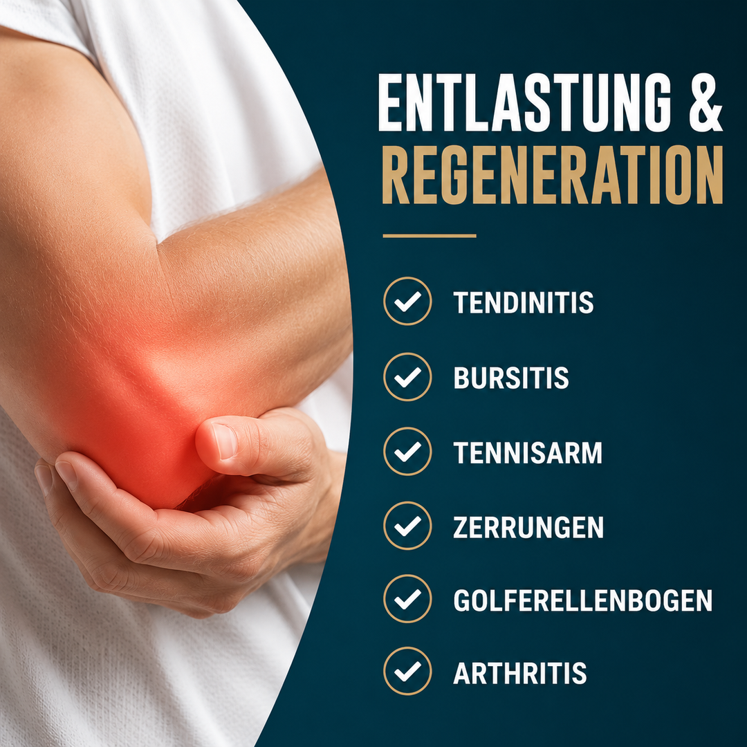 Elbriq Ellbogen-Kompressionsbandage in Nahaufnahme am Arm eines Sportlers