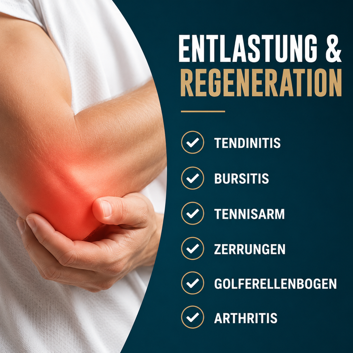 Elbriq Ellbogen-Kompressionsbandage in Nahaufnahme am Arm eines Sportlers