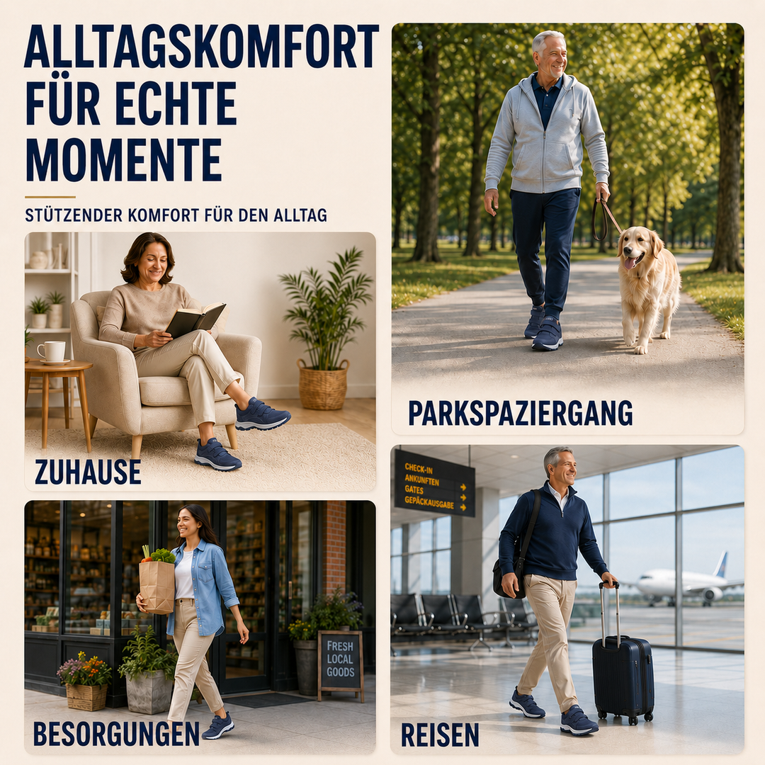 Orthopädischer Herren Freizeitschuh, Breitpassform, Klettverschluss, bietet Unterstützung und Komfort.