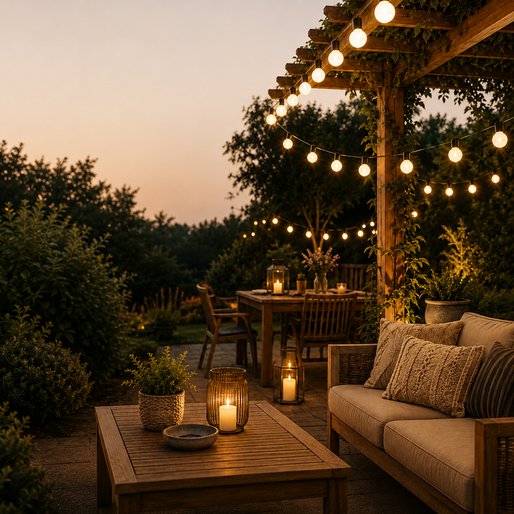 Lichterkette IP65 für den Garten strahlt warmweißes Licht aus