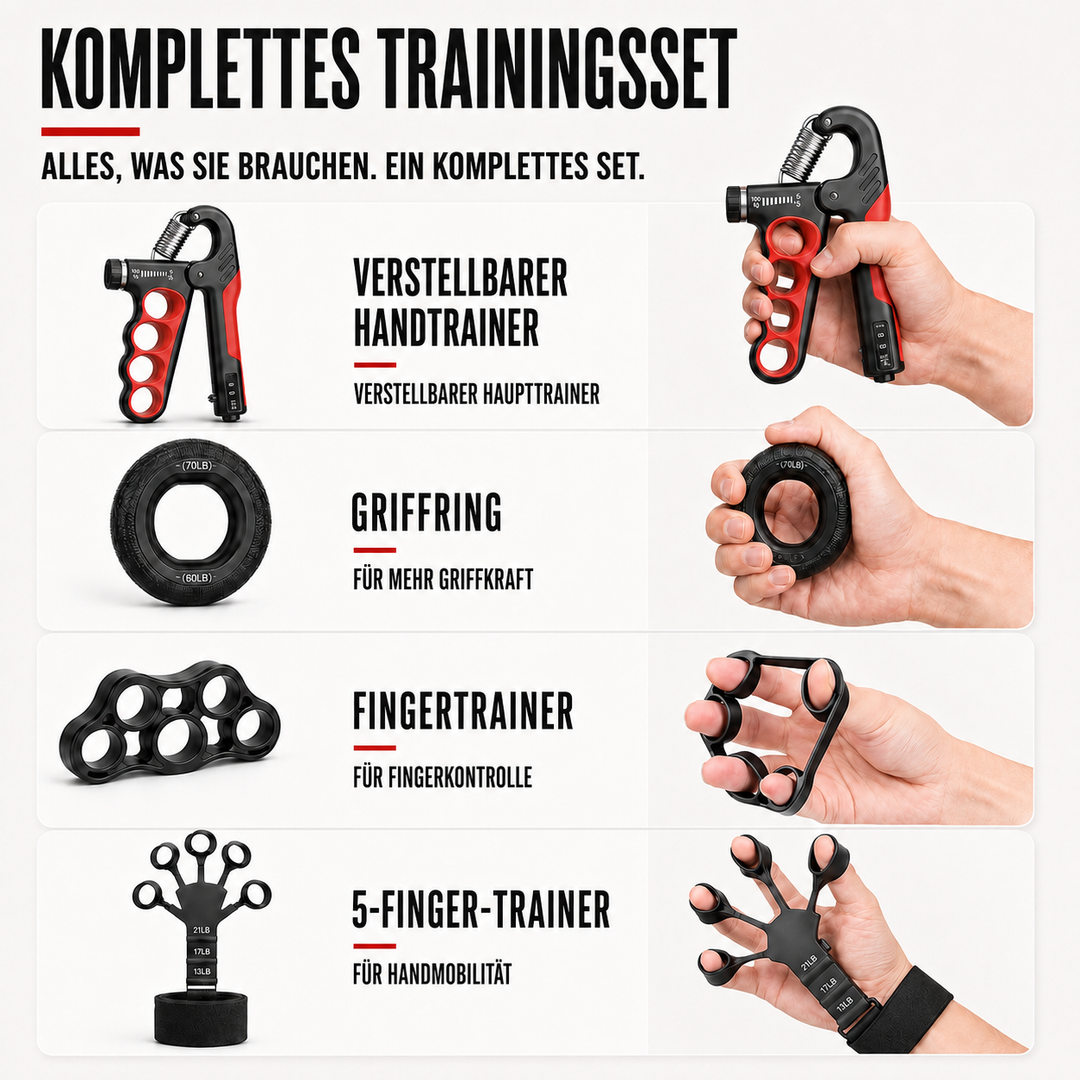 Detailansicht des integrierten Zählers am Grippora Handtrainer, der Wiederholungen verfolgt.