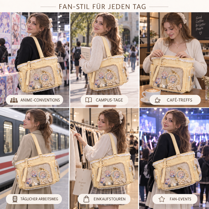 Itabag Umhängetasche mit Herz-Sichtfenster ideal für Cosplay und Anime-Conventions