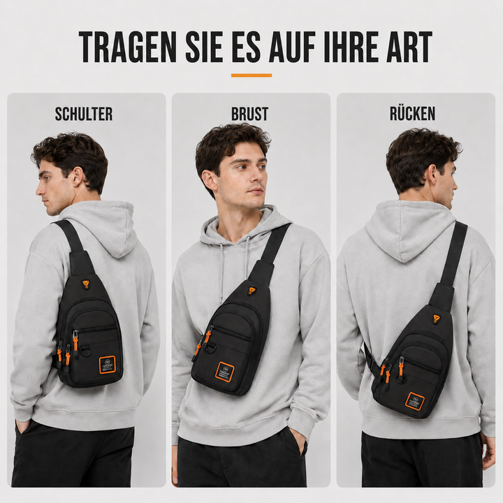 Seeblaue Brusttasche im modernen Outdoor-Design