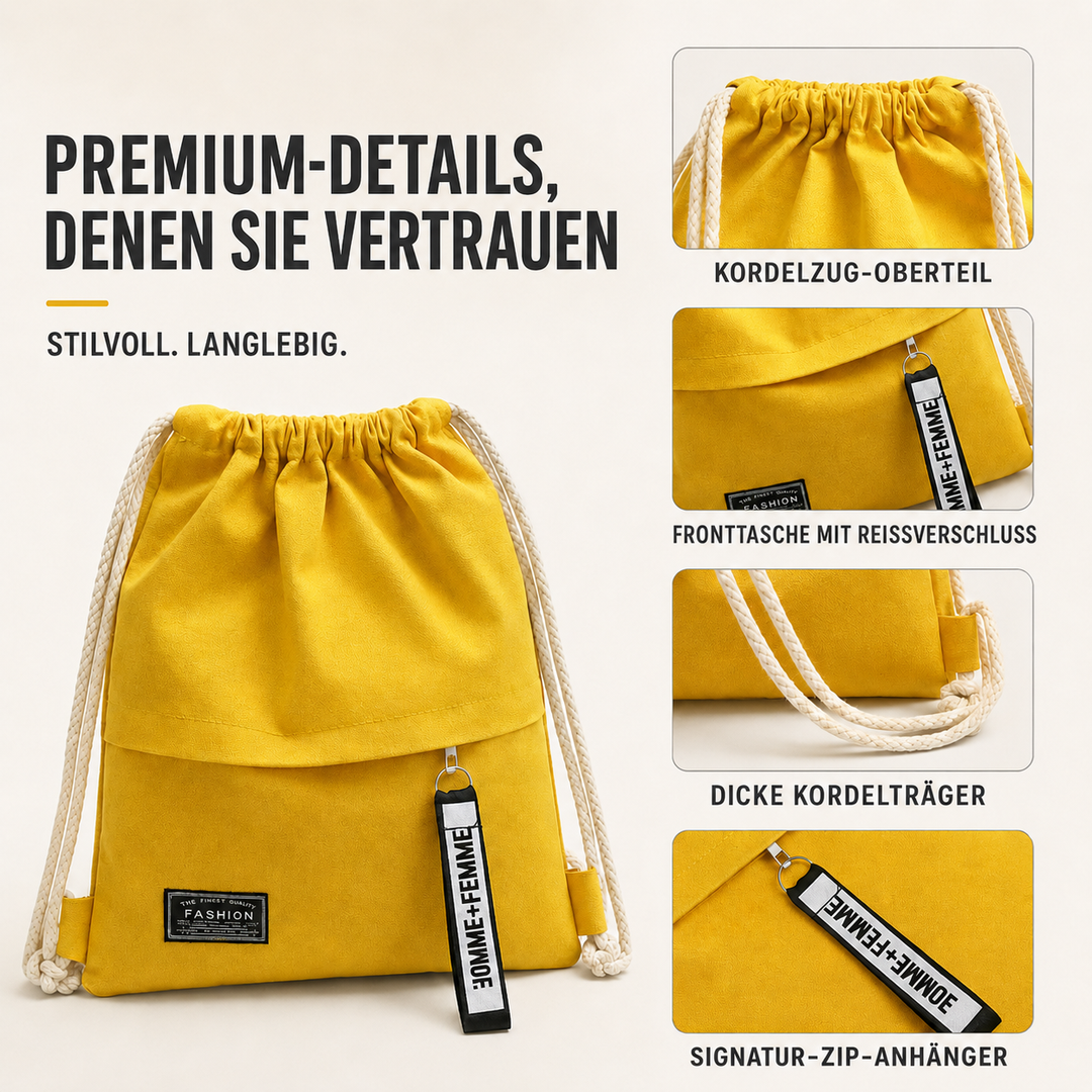 Roter, leichter Zugbeutel-Rucksack, perfekt für Freizeit, Reisen oder als Sporttasche.