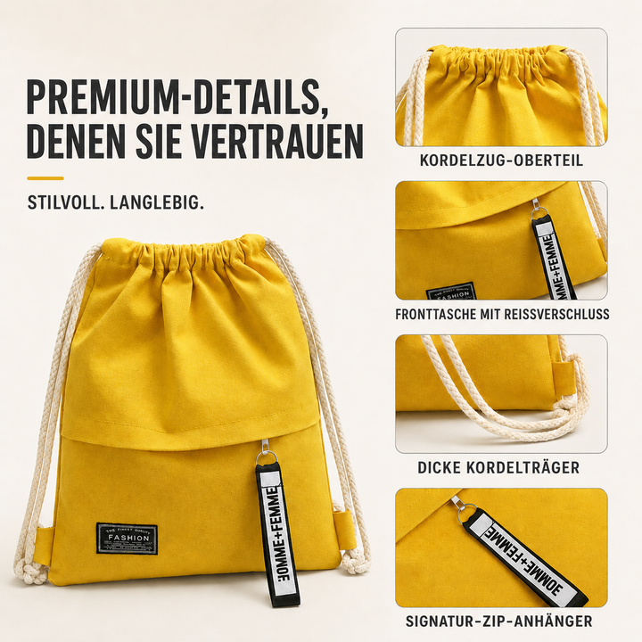 Roter, leichter Zugbeutel-Rucksack, perfekt für Freizeit, Reisen oder als Sporttasche.