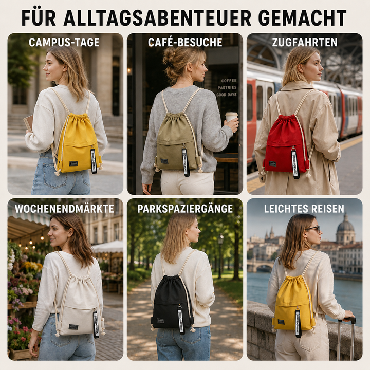 Leichter Canvas Zugbeutel-Rucksack, ideal für täglichen Gebrauch, Freizeit & Reisen, unisex.