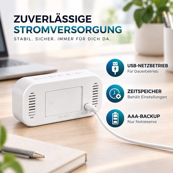 Elegante LED Digitaluhr in schlichtem Design für den modernen Wohnstil