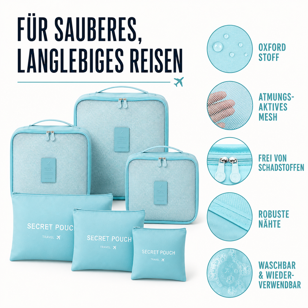 Chaosfreies Packen mit dem robusten Reise-Packwürfel-Set.