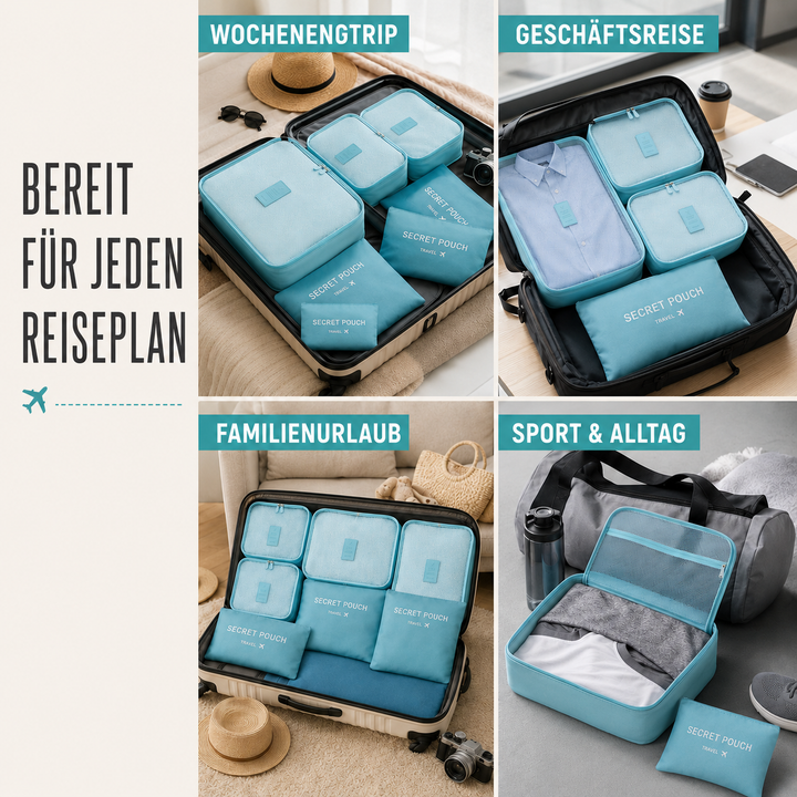 Moderne Packwürfel als unverzichtbarer Reisebegleiter für jede Tasche.