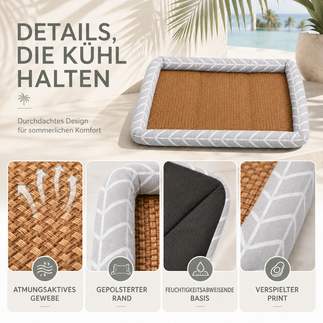 Kühlendes Haustierbett mit Sommer-Matte für Hunde und Katzen in der Übersicht