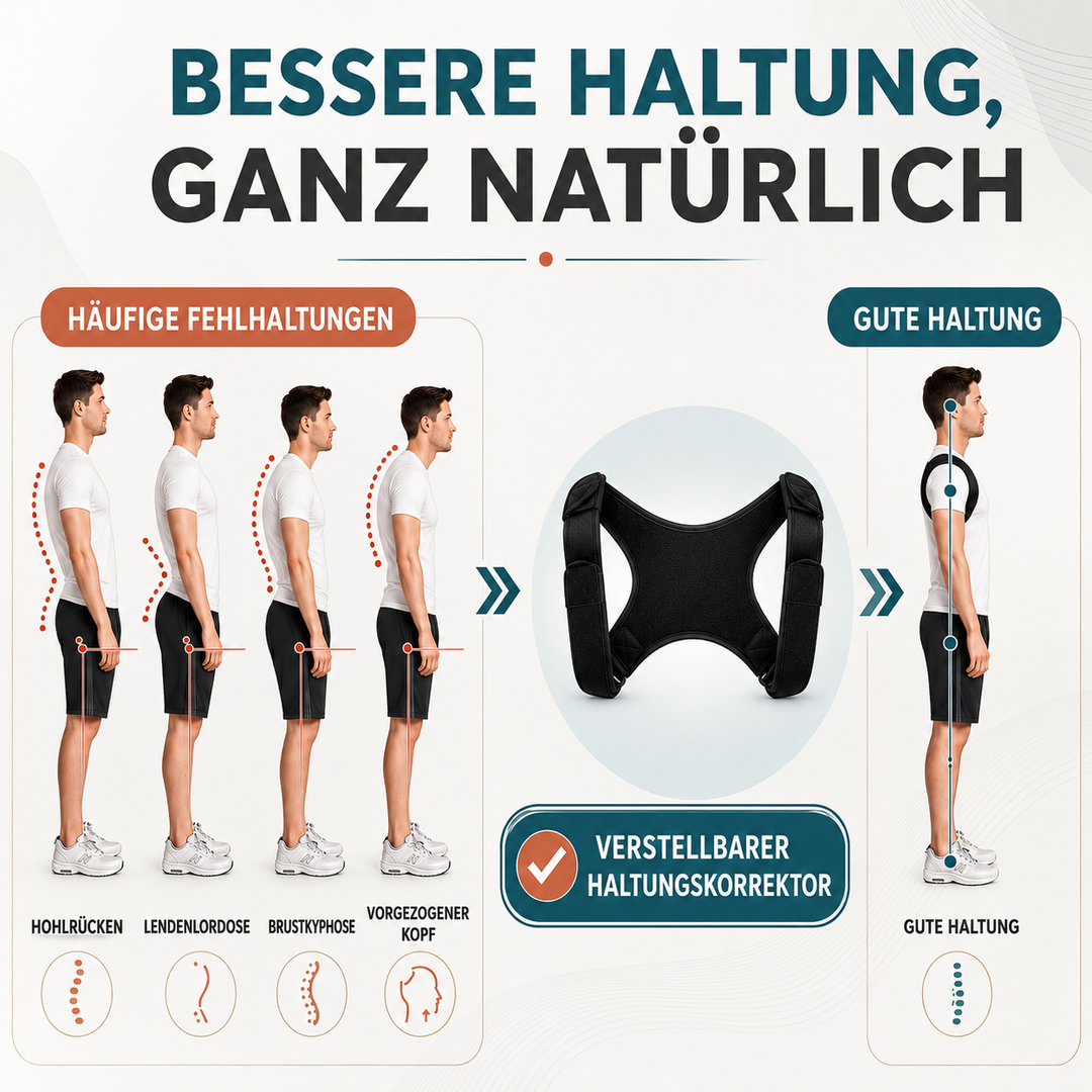 Ergonomische Haltungskorrektur, unisex, verstellbar, für Rücken & Schultern. Fördert Rückengesundheit.
