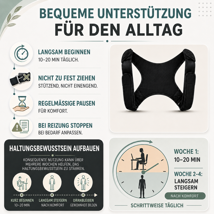 Verstellbarer Haltungstrainer für eine verbesserte Körperhaltung & effektive Schmerzreduktion.