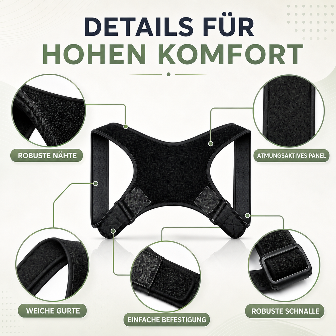 Unisex Haltungskorrektur, verstellbar, bietet Komfort & unterstützt eine aufrechte Körperhaltung.
