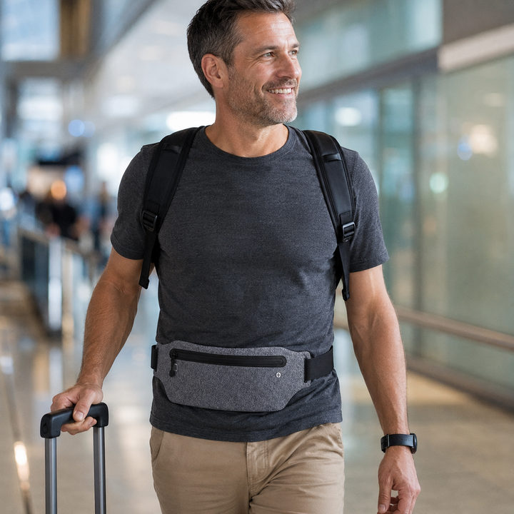 Unisex Sportgürtel für Reisen & Outdoor-Aktivitäten. Bequemer Laufgürtel mit ausreichend Platz für Handy und Utensilien.