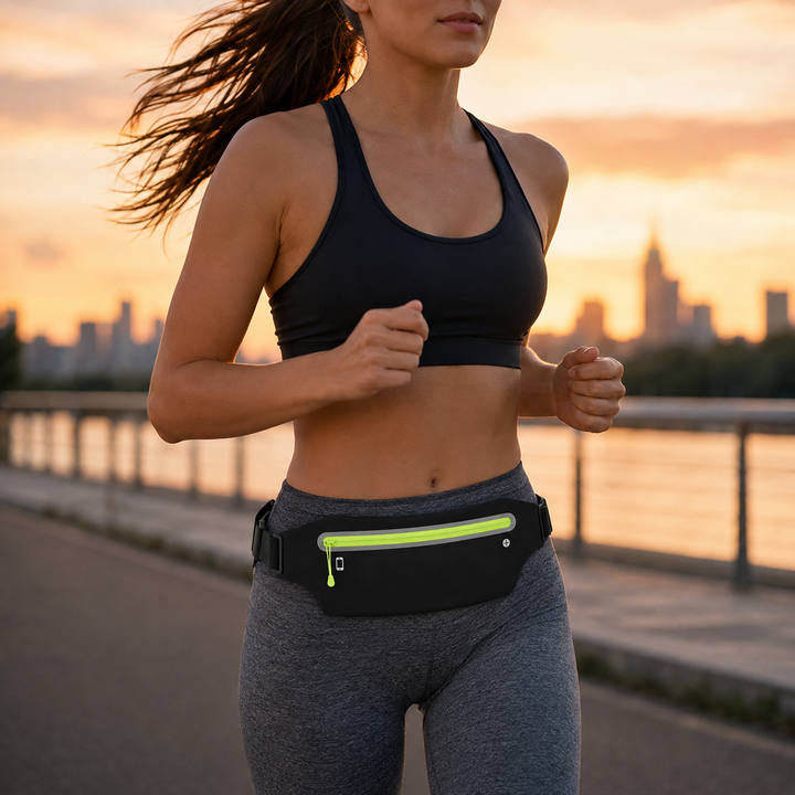 Wasserdichte Hüfttasche für Sport & Reisen. Dieser unisex Laufgürtel schützt dein Smartphone & Wertsachen beim Training.