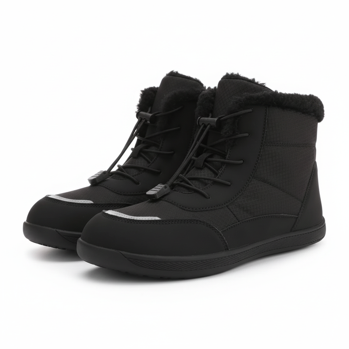 Schwarzer Damen Knöchelschuh mit warmer Fütterung im Detail