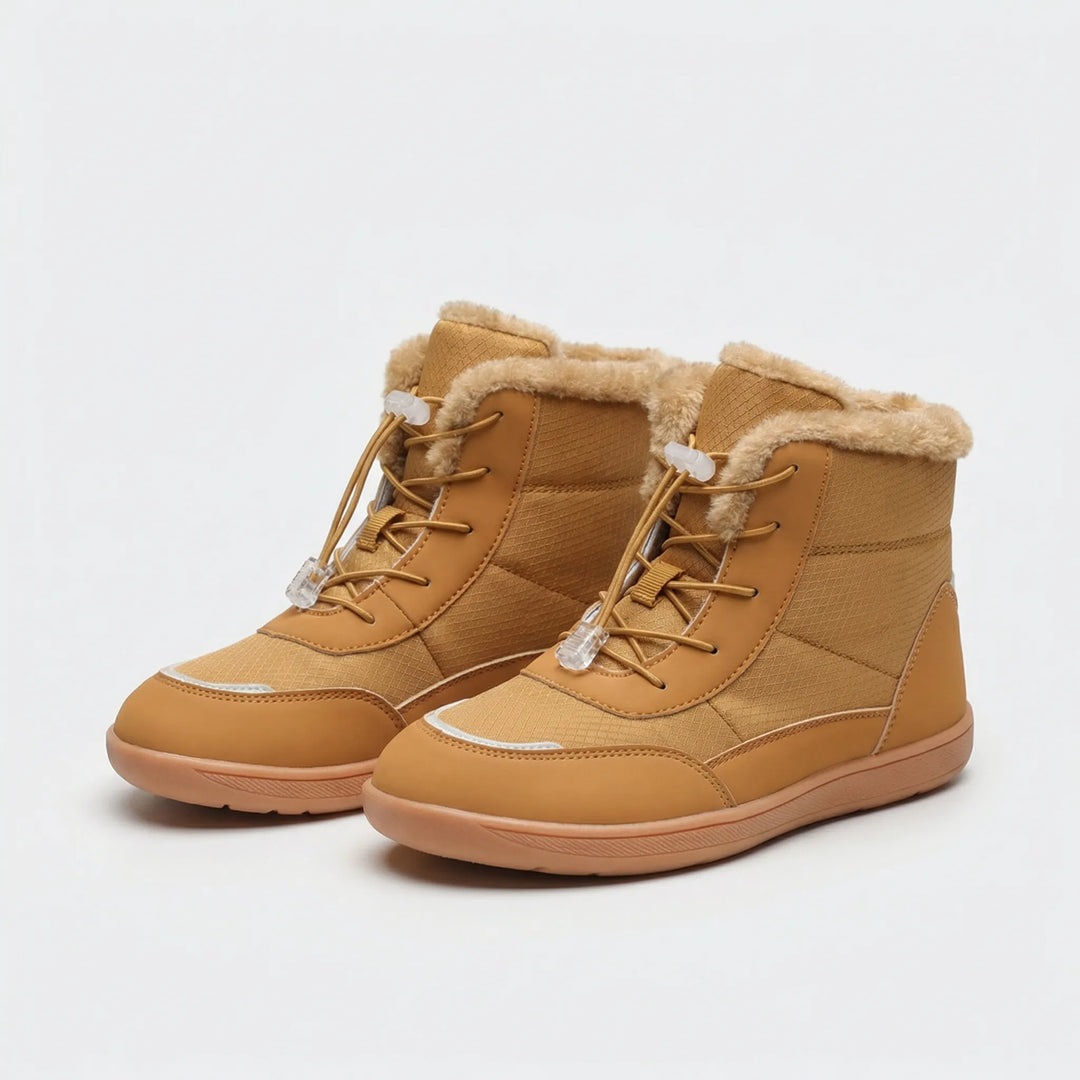 Schwarze Damen Winter-Knöchelschuhe mit profilierter Sohle