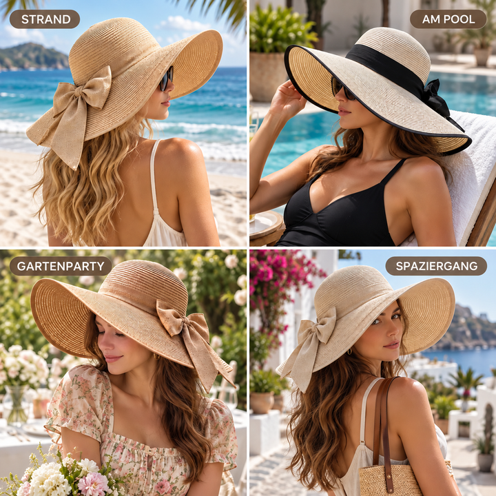 Breitkrempiger Strandhut aus Stroh für Damen, luftiges Sommer-Accessoire