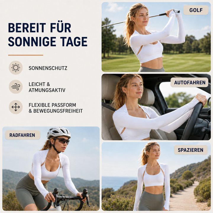 Atmungsaktive Kühlarm-Manschetten, unisex. Idealer Sonnenschutz für Outdoor, Sport & Fahrradtouren.