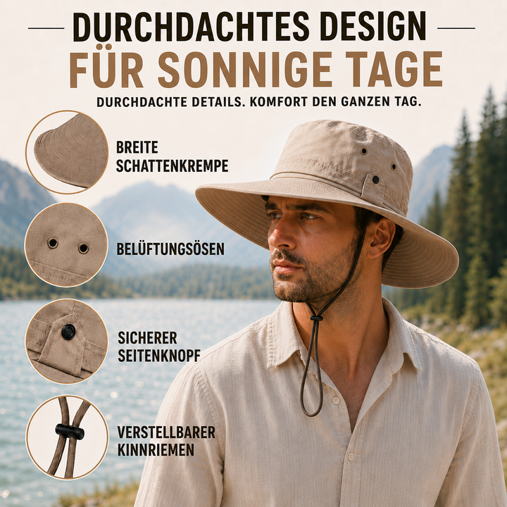 Stilvoller Sonnenschutz Hut in Marineblau für Gartenarbeit und Urlaub
