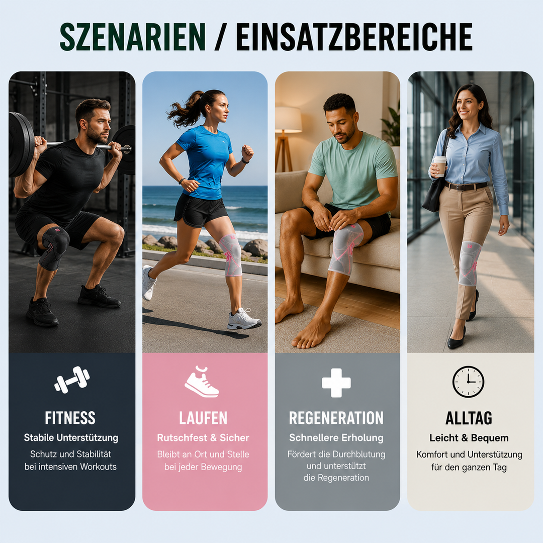Aktive Kompressions-Kniebandage für Sport & Fitness, unisex, grau. Bietet Schutz & Stabilität.