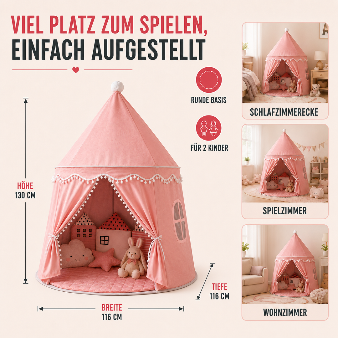 Grosses faltbares Spiel-Tipi für Kinder im gemütlichen Kinderzimmer