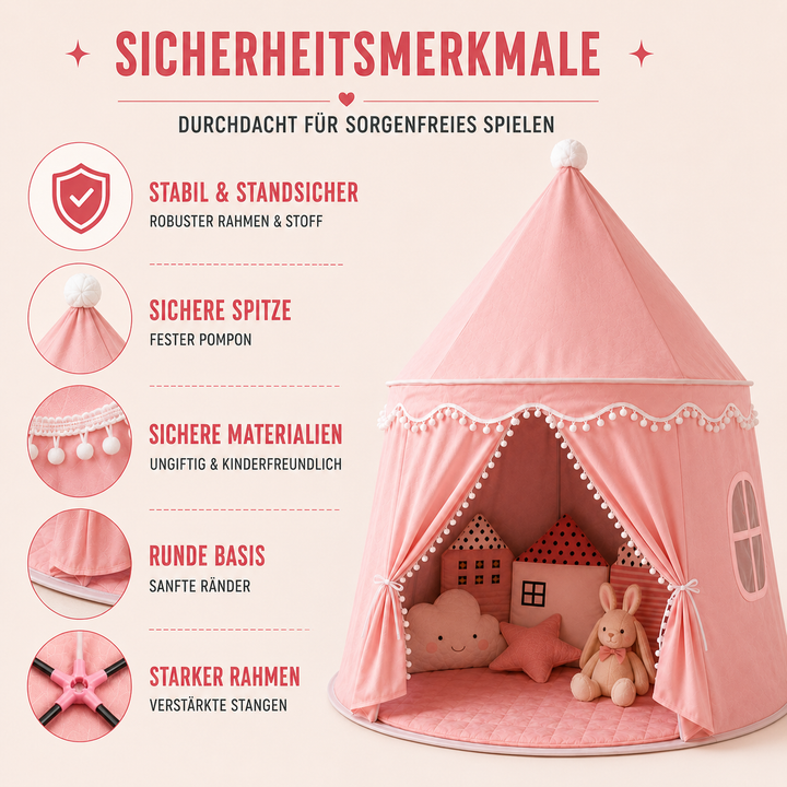 Kinderzimmer mit aufgebautem Tipi als kreativer Rückzugsort