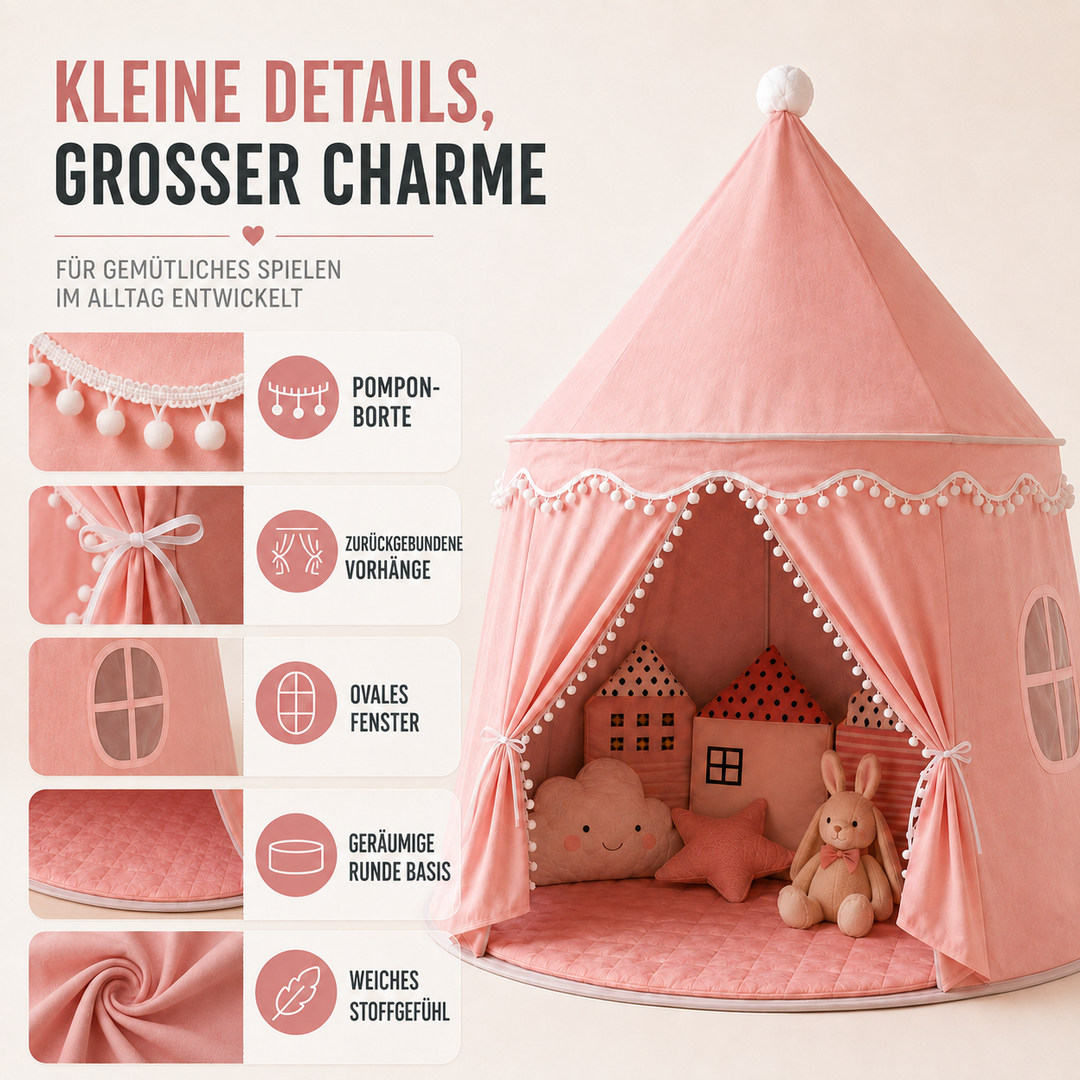 Kinderzelt als fantasievolles Spielhaus mit kinderfreundlichem Design