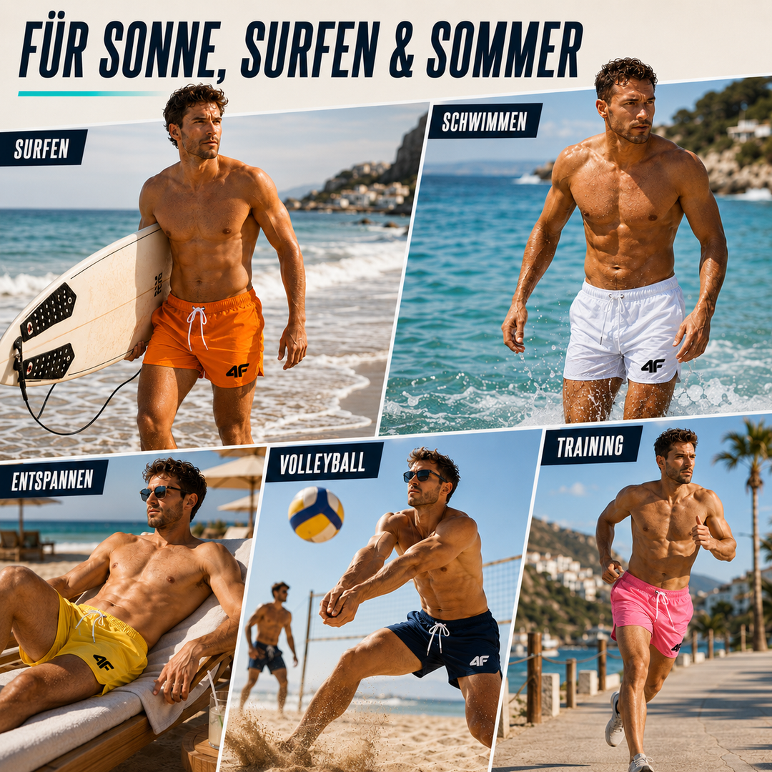 Vielseitige Herren Sportshorts, schnelltrocknend. Ideal als Schwimmhose oder für Aktivkleidung.